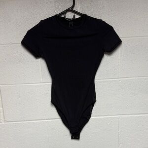 SKIMS Black Short Sleeve Bodysuit